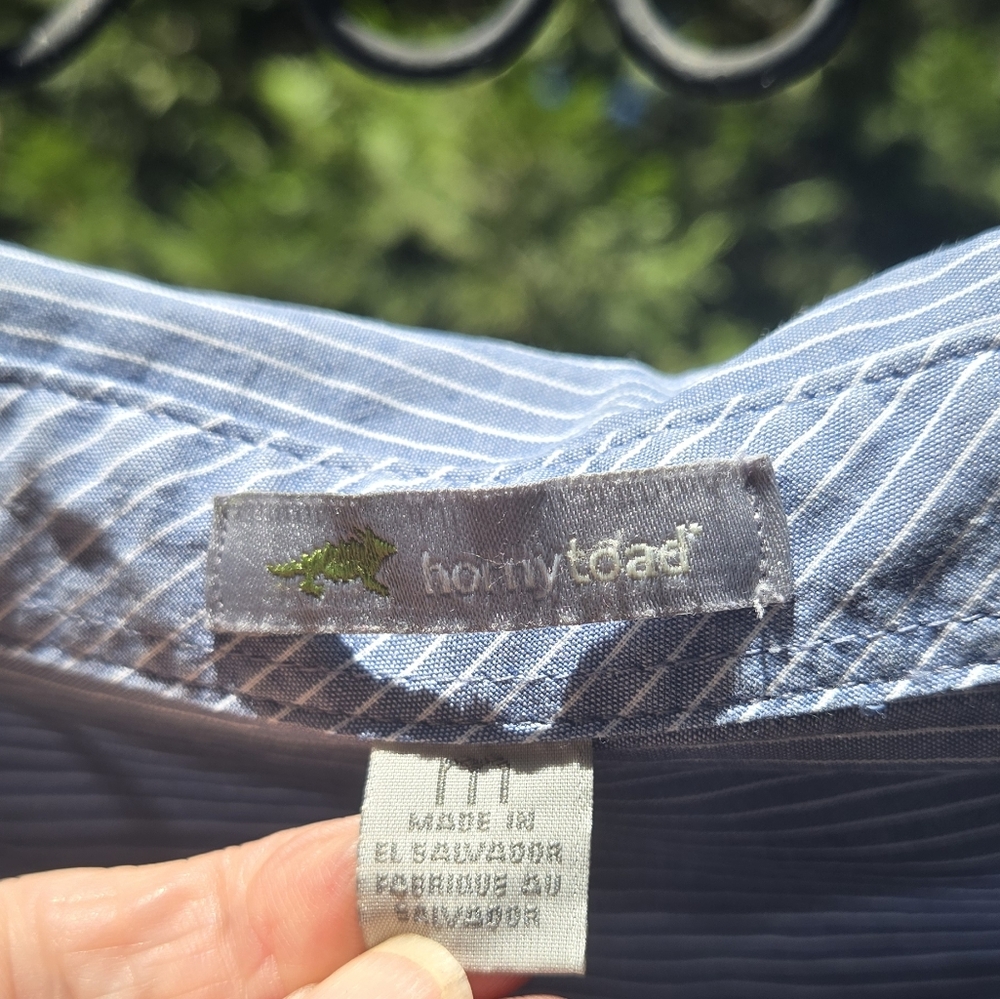 Horny Toad Blue Striped Button Down Long Sleeve Shirt SzM - Picture 5 of 9